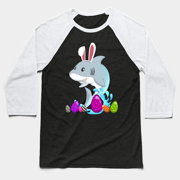 Funny Easter Bunny Shark With Egg Easter Sunday Baseball T-Shirt by TheBeardComic